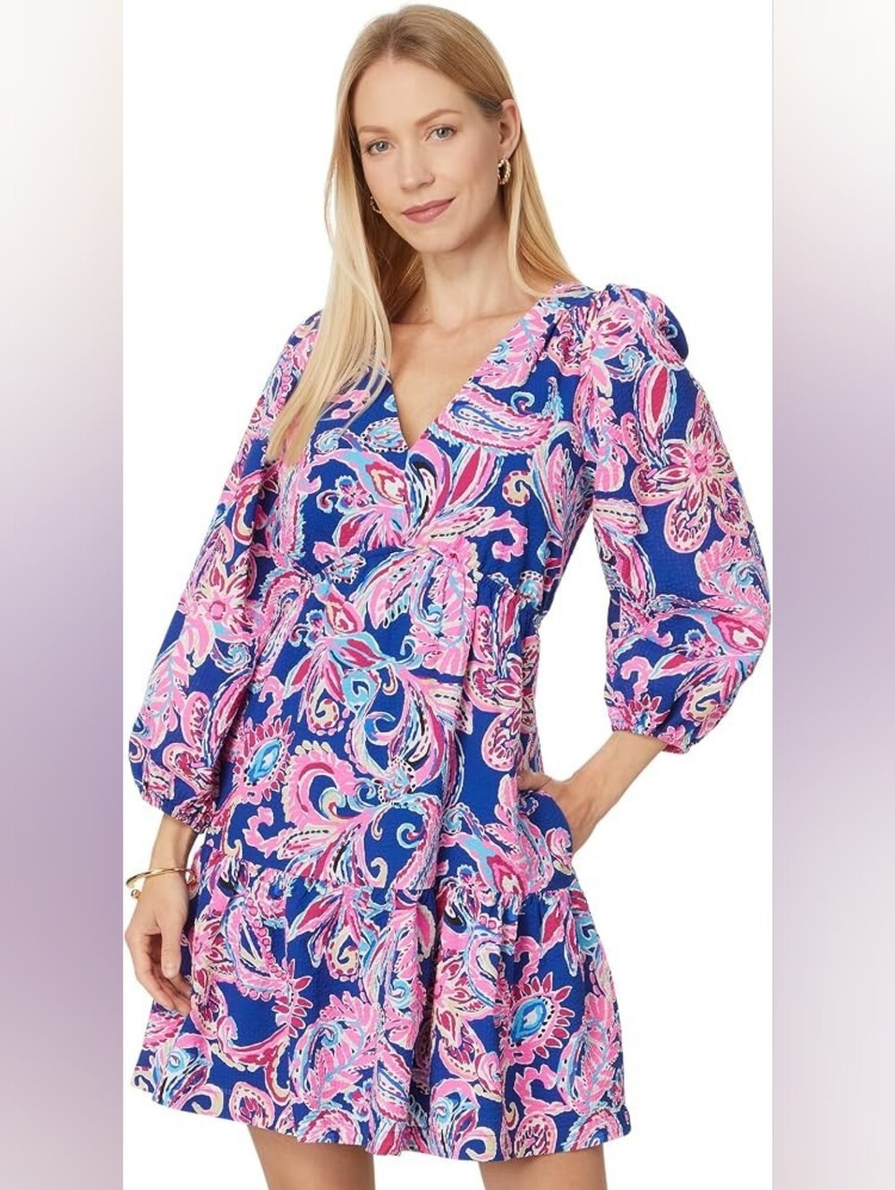 NEW Lilly Pulitzer Deacon 3/4 Sleeve V-Neck Dress, size 00 (Originally $198).h